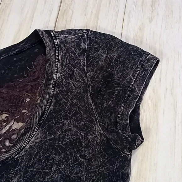 American age Acid Wash Lace Wing Back Tshirt Size M - Picture 8 of 14